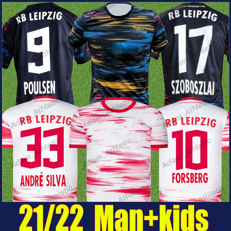 

RBL ANDRE SILVA Soccer Jerseys 2021 POULSEN SABITZER FORSBERG Football shirts KONATE UPAMECANO OLMO SZOBOSZLAI jersey HEE CHAN ANGELINO KLUIVERT man kids kit 21/22, 21 22 home+ucl