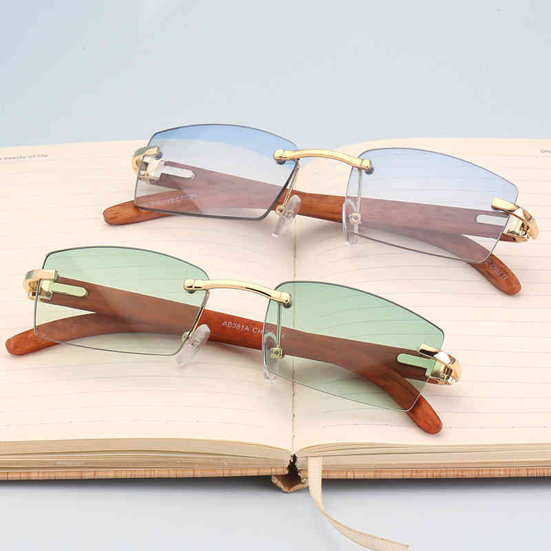 

Factory Direct Price Rimless Male Gold Wood Sun for Men Women Brown Red Lens RAX4