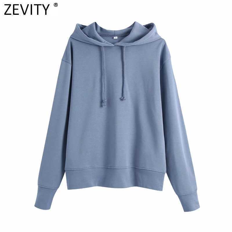 

Zevity Women Fashion Solid Color Casual Sweatshirts Female Basic Drawstring Knitted Hoodies Chic Hooded Pullovers Tops H526 210603, Bb h526w