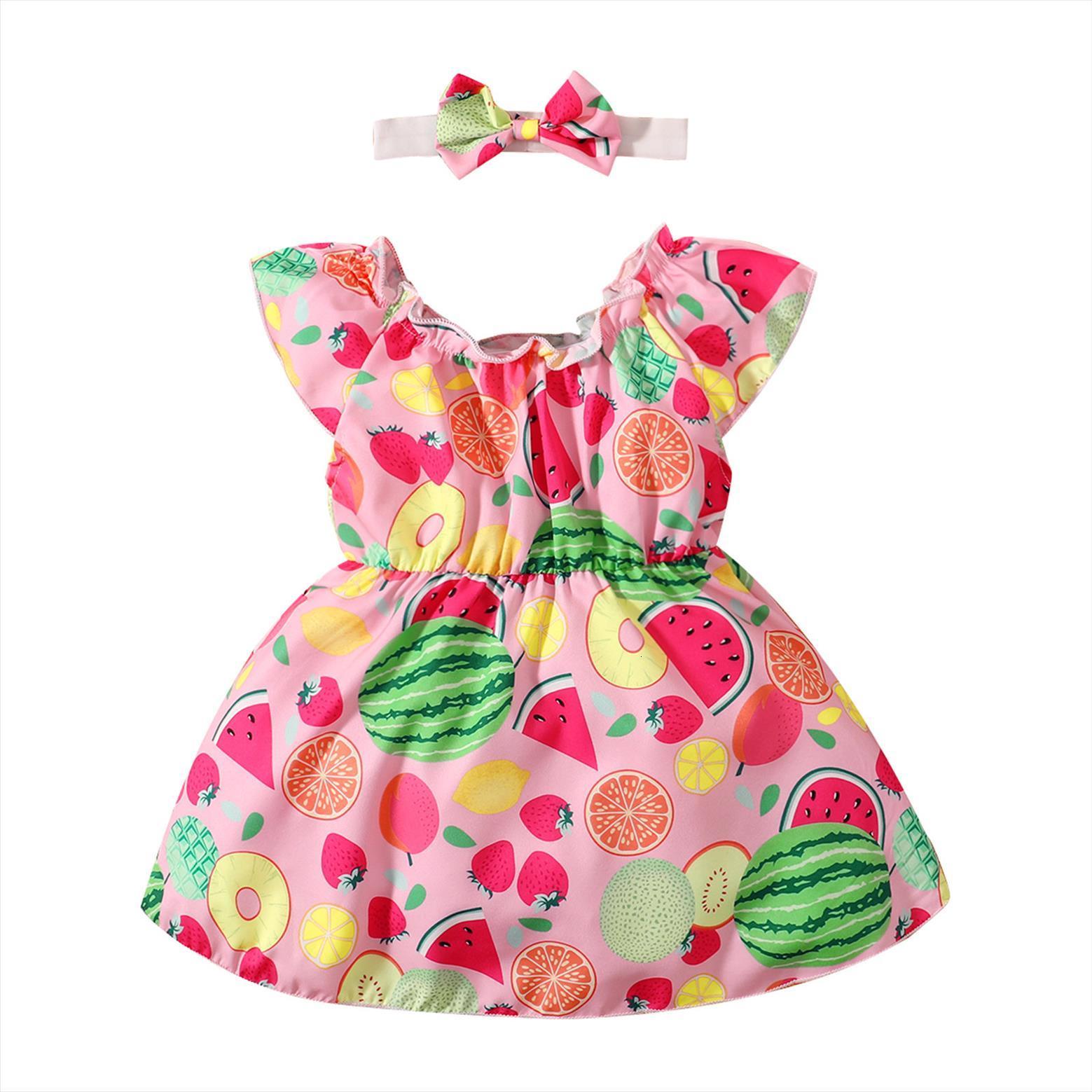 

Little Girls Summer Kids Girl Dresses Floral Ruffled Fruit Clothing Casual For Children Clothes 1 2 3 4 5 6, Red;yellow