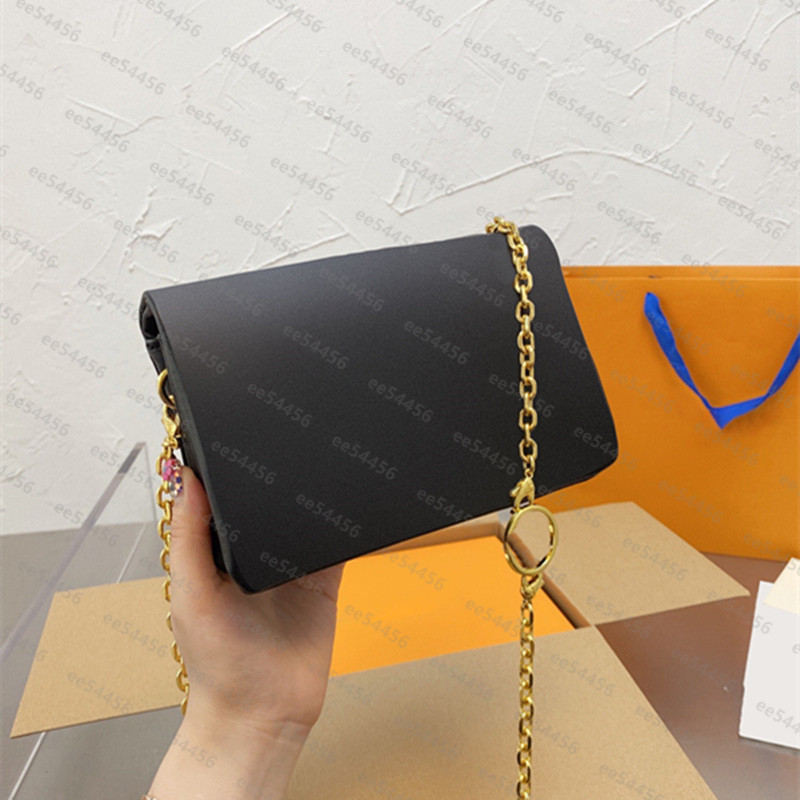 

Top quality Genuine Leather Chain Women's men Shoulder Bag POCHETTE COUSSIN tote Luxury Designer Crossbody L envelope Bags handbags fashion Wallet Handbag Purses, Black