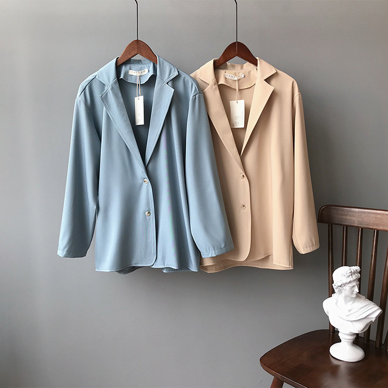 

Women's Suits & Blazers Temperament Thin Drooping 2021 Summer Single Breasted Notched Suit Coat Office Lady Casual Top LZ97, Blue
