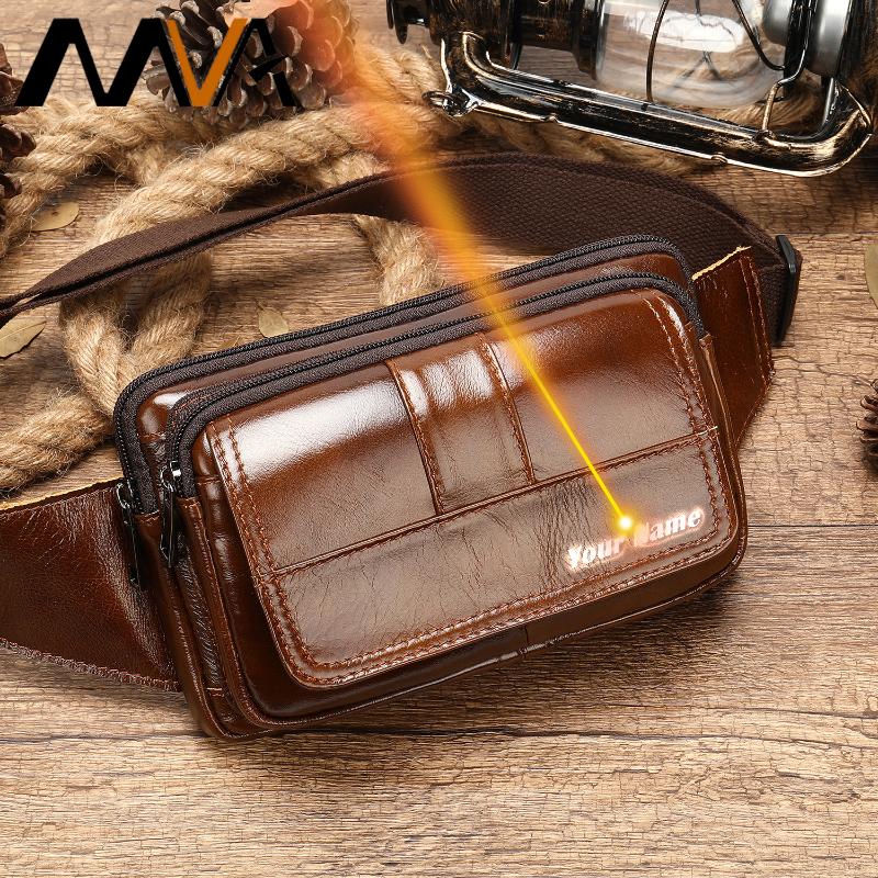 

Waist Pack Bags Engrave Fashion Genuine Leather Belt Bag Men Messenger Casual Phone Crossbody 8966