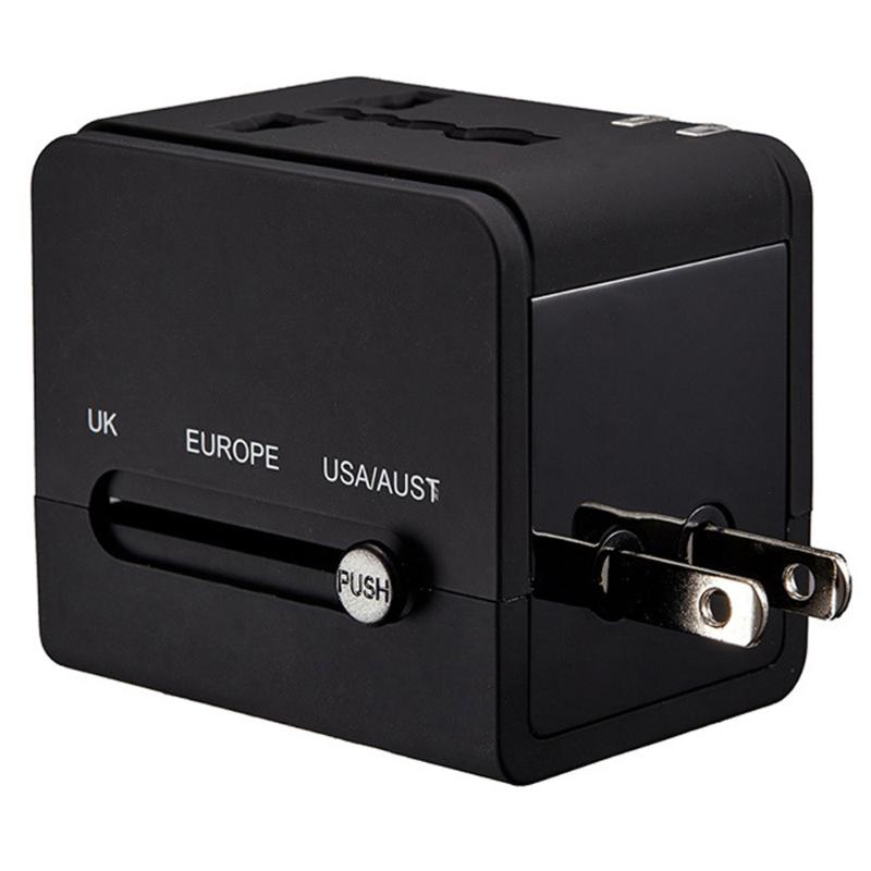 

Smart Power Plugs White Black 5V 2.1A 1A Universal International Adapter World Travel 2 USB Charger Adaptor With AU US UK EU Converter Plug