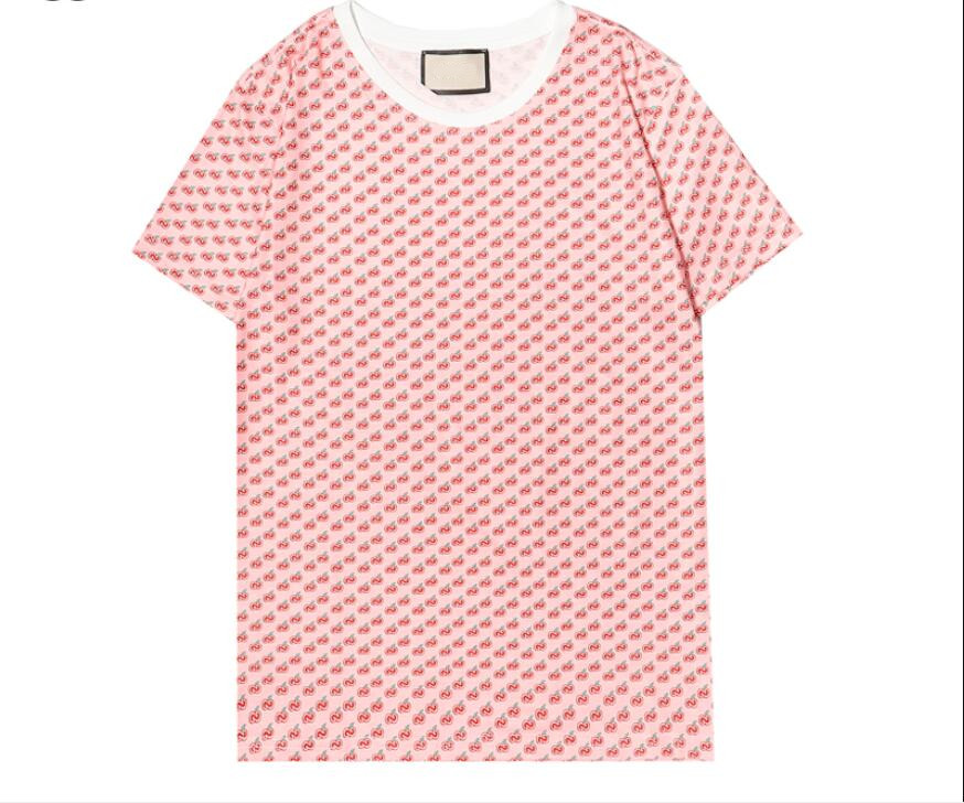 

2021 summer men' women' casual short-sleeved T-shirt letter logo printing classic all-match round neck half-sleeved bottoming shirt coat, Pink