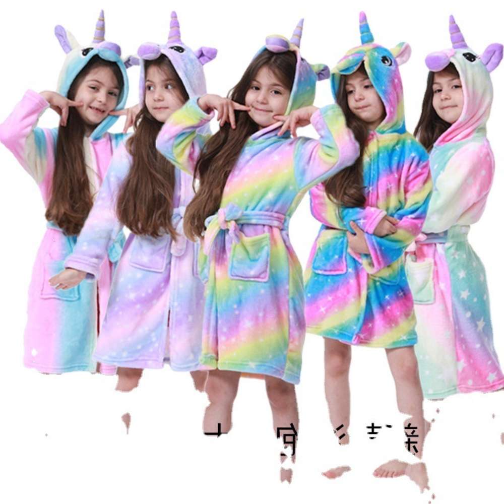 

rainbow Tianma children's bathrobe flannel Chinese cartoon home wear Nightgown animal