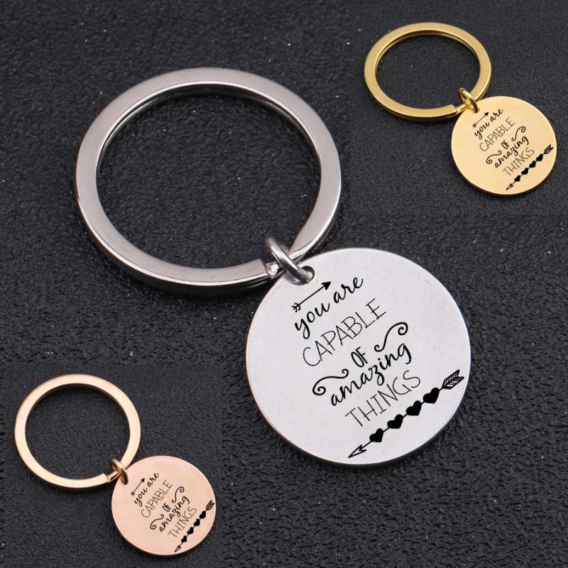 

Keychains Inspirational Keychain Engraved"You Are Capable Of,,,"For Friend Classmates Gift Birthday Keepsake Keyring Men Women Jewelry