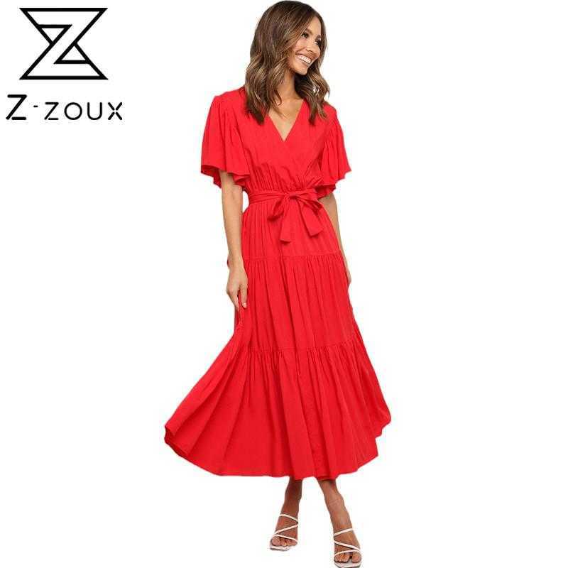 

Women Dress V Neck Short Sleeve Bohemia Sexy Solid Large Hem Maxi es Bandage A-Line Long Beach es 210524, Atrovirens