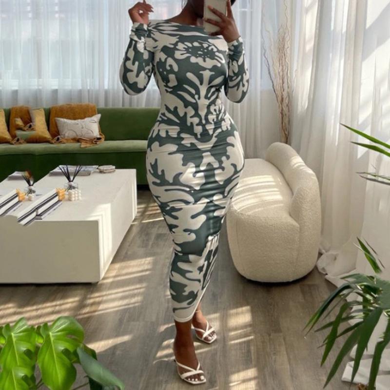 

Casual Dresses Autumn For Women Bodycon High Waisted Backless Full Sleeve Ankle Length Elegant Sexy Evening Night Club Vestidos, Sexy dress