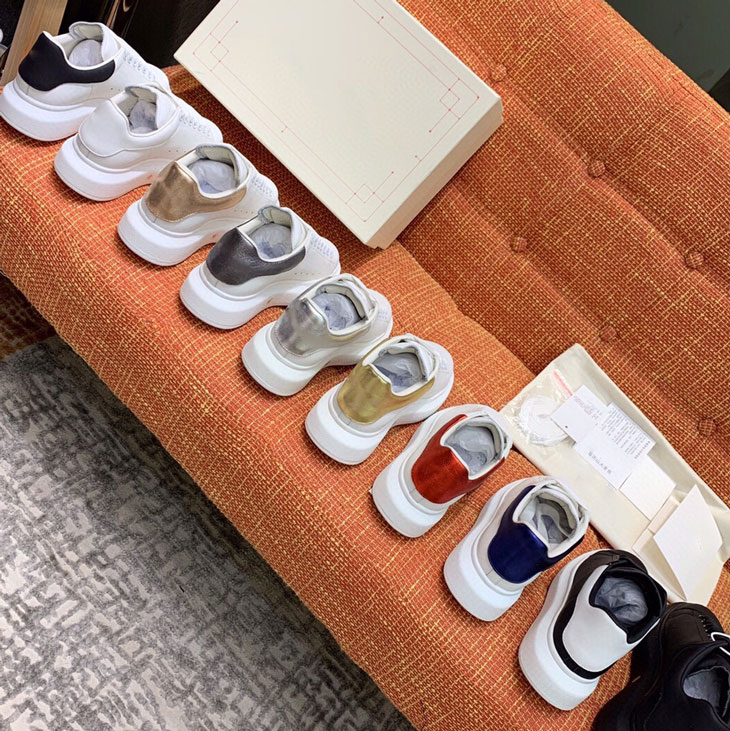 

2021 designer men's casual shoes women's shoes white men's leather espadrilles flat platform super flat with box 36-45, Red