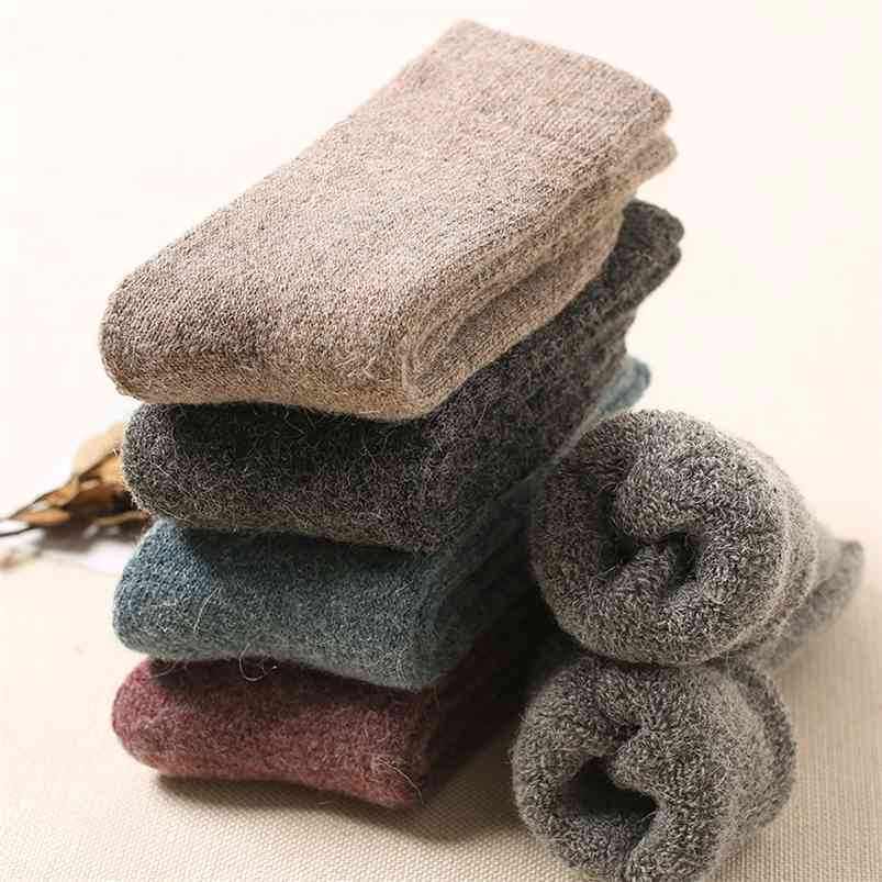 

Women Winter Warm Solid Color Wool Super Thick High Quality Cashmere Snow Casual Socks 2 Pair 210720, Random-2 pair