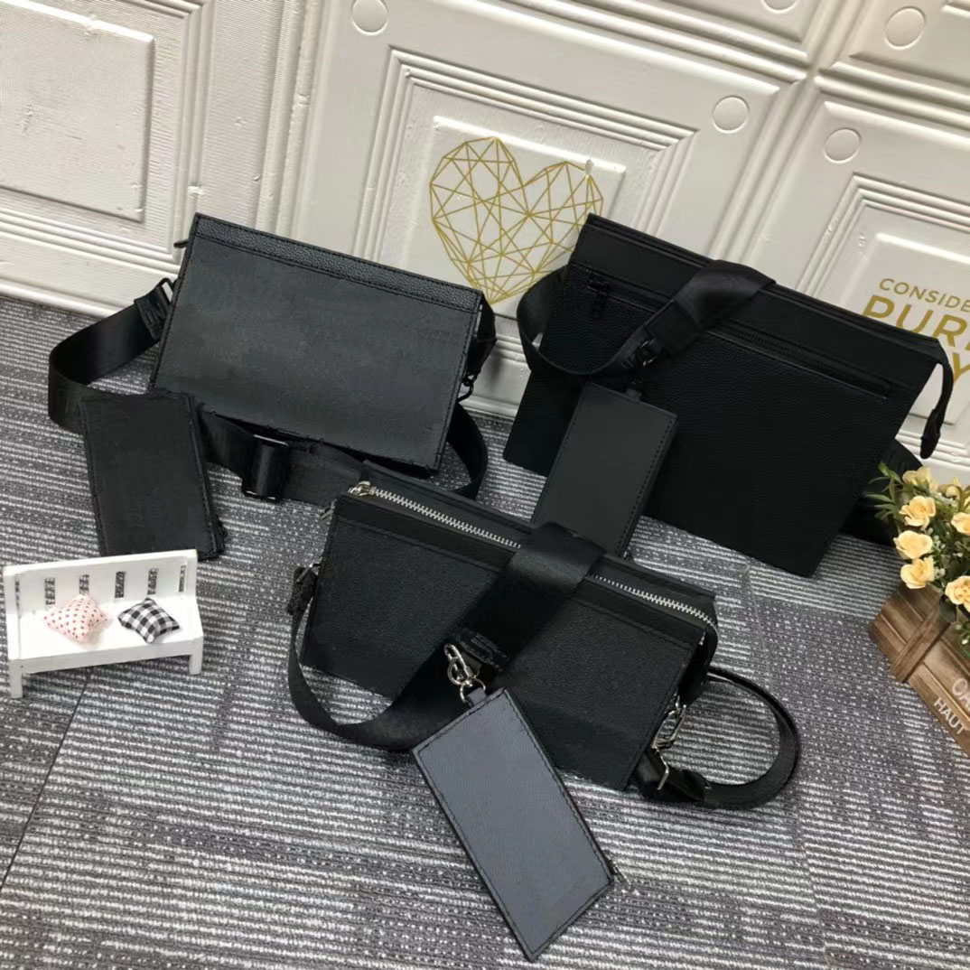 

Luxury Designer bags L 60 Fashion Men's handbags 408 messenger bag cross body bag Leather classic two-piece set It is the first choice of daily collocation, Black
