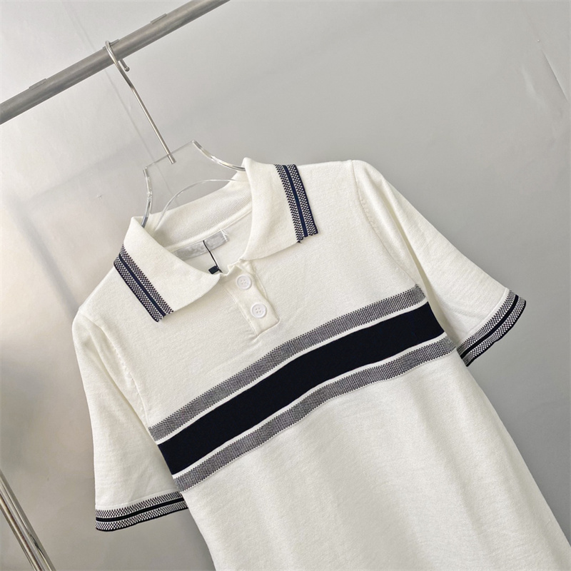 

Recreational vintage small lapel polo dress classic quality cool breathable one-piece collision color gray stripe stitching grain 21071302ZY, Extra cost