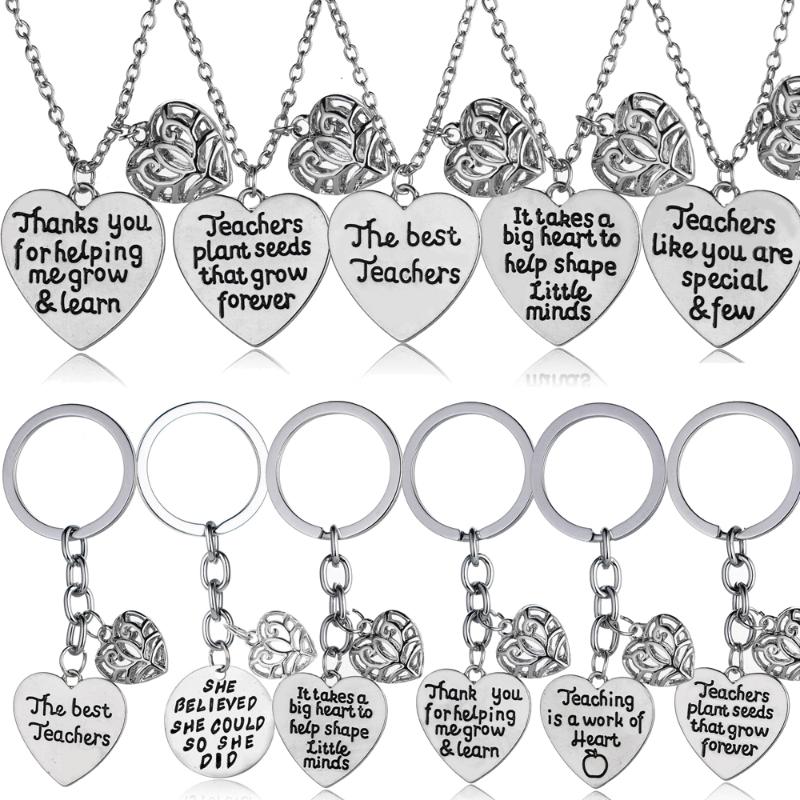 

Keychains Teacher Keyring Thank You Heart Charm Pendant Keychain Women Men Teacher's Day Gifts Graduation Season Jewelry