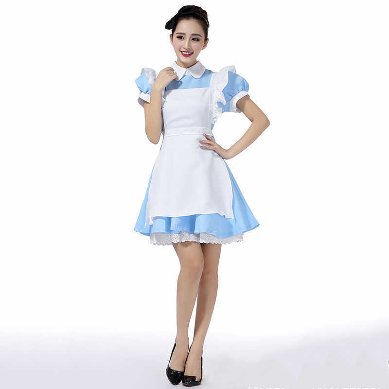 

Halloween Maid Costumes Womens Adult Alice in Wonderland Costume Suit Maids Lolita Fancy Dress Cosplay Costume for Women Girl Y0827