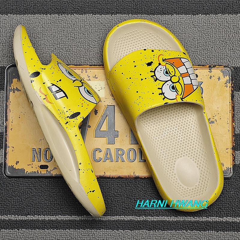 

Summer Cartoon Vamp Pattern Women's Flat Slippers Casual Comfortable Wear-resistant Flip-flop Couple Sandals Size 36-45, Black