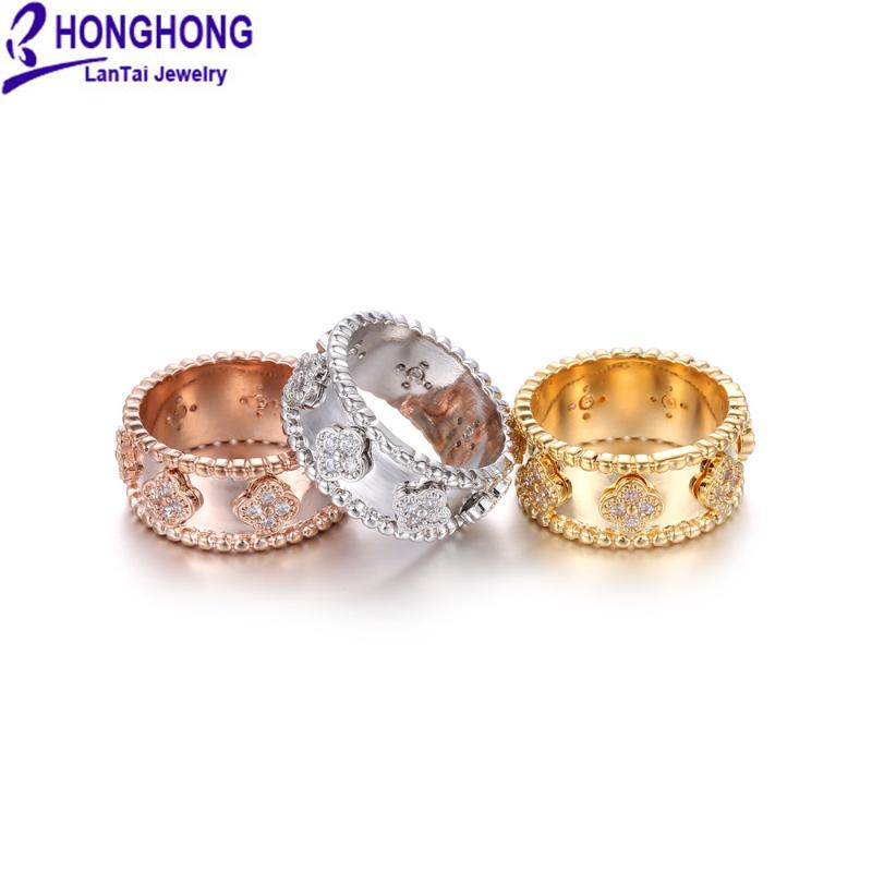 

Cluster Rings HONGHONG Women's Kaleidoscope 3A Cubic Zirconia High Quality Flower Shaped Female Ring Fashion Jewelry, Golden;silver