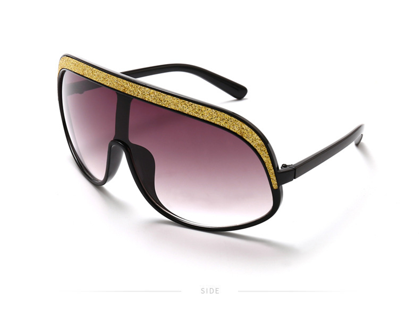 

All-in-one sunglasses, personalized sequins and gold rim decoration, a must-have for retro fashion ladies, White;black