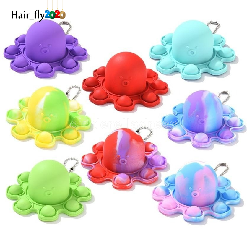 

Luminous Keychain Stress Relief Squishy Fidget Toys Octopus Push Bubble Fidget Sensory Toy For Autism Special DHL Shipping HY29