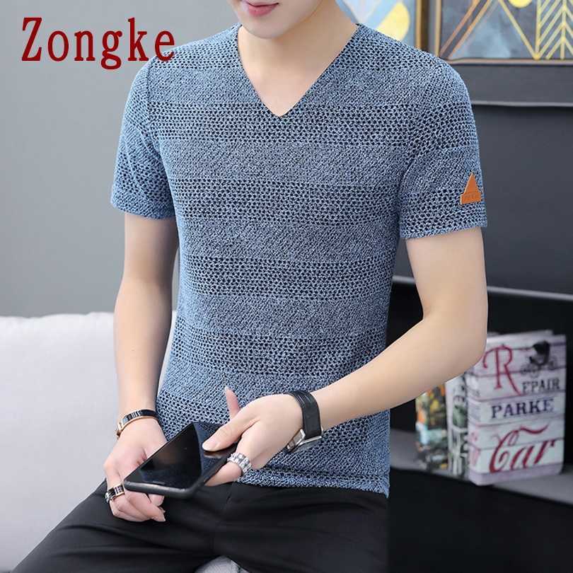 

Zongke Summer Cotton T-Shirt Men Short Sleeve Casual Tops Fashion Male Funny T Shirt Brand Clothing M-5XL 210629, Black