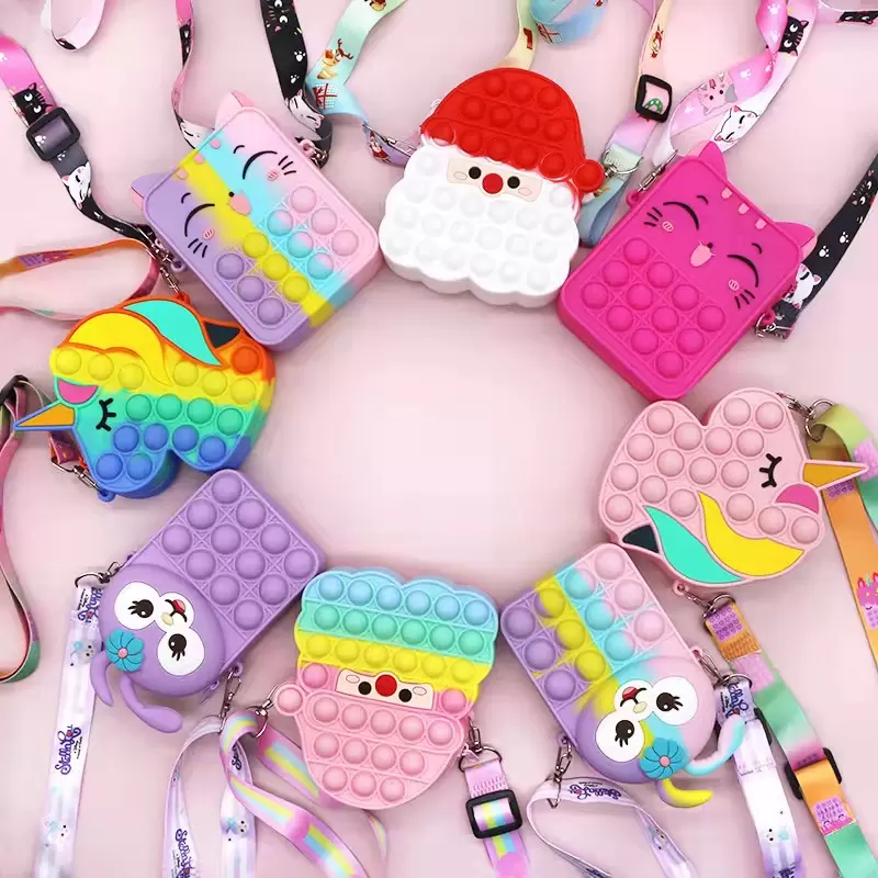 

Fidget Toys Sensory Fashion Bag kid Push Bubble Rainbow Anti Stress Educational Children And Adults Decompression Toy 2021 back to school WHT0228