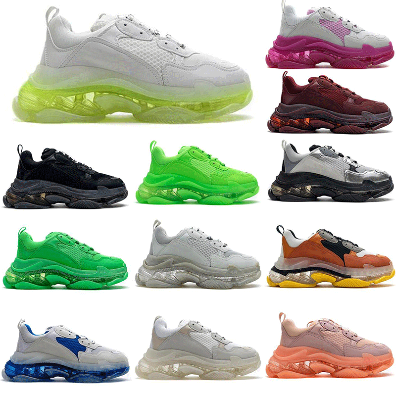 

2021 Mens Triple S Casual Shoes Clear Sole Sneaker 3-layered Outsole Womens Paris 17FW Black White Letter Colorful Retro Ladies Designer Sne