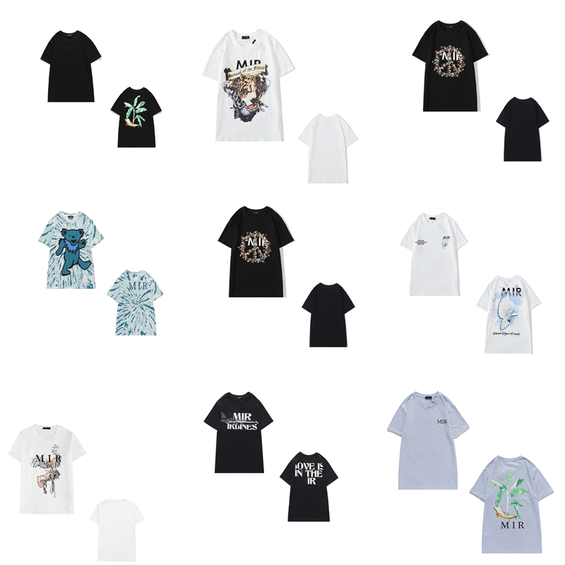 

Summer men's T-shirts, women's tops, high-quality American street coconut tree digital printing casual hip-hop men and women same, White;black