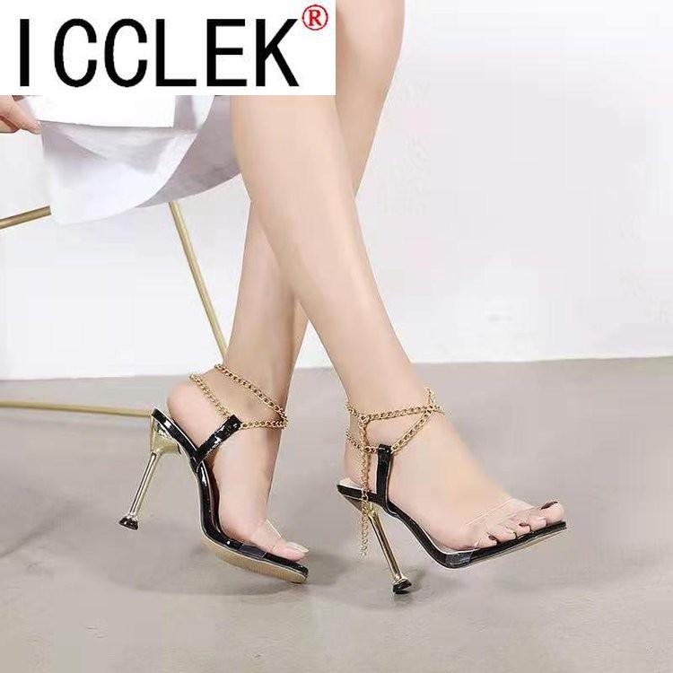 

Dress Shoes Summer Women Sandals Band Vintage Square Toe High Heels Design 2021 Fashion, Black
