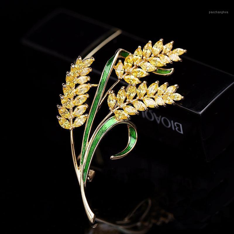 

Pins, Brooches HI MAN Korean Fashion Golden Wheat Ear Brooch Women PavÃ© Crystal Light Luxury Temperament Wedding Suit Jewelry Friendship Gif, Gray
