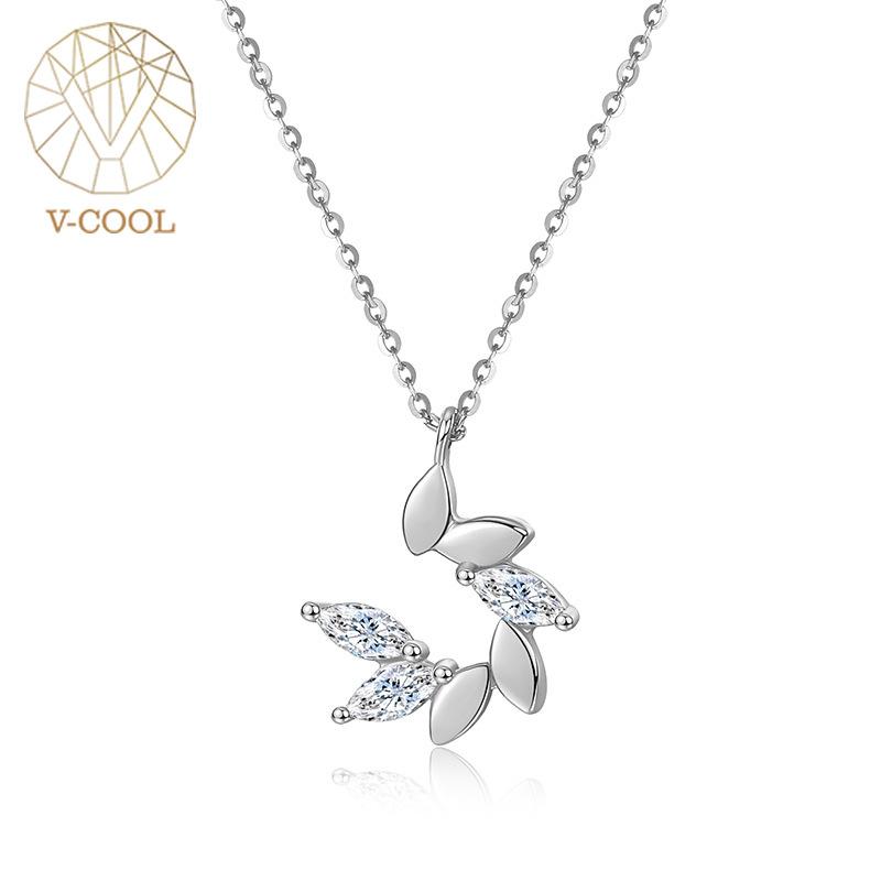 

Chains Delicate 925 Sterling Silver Pendant Female Clavicle Chain Leaf Micro Pave Dazzling Zircon Necklace For Women Jewelry