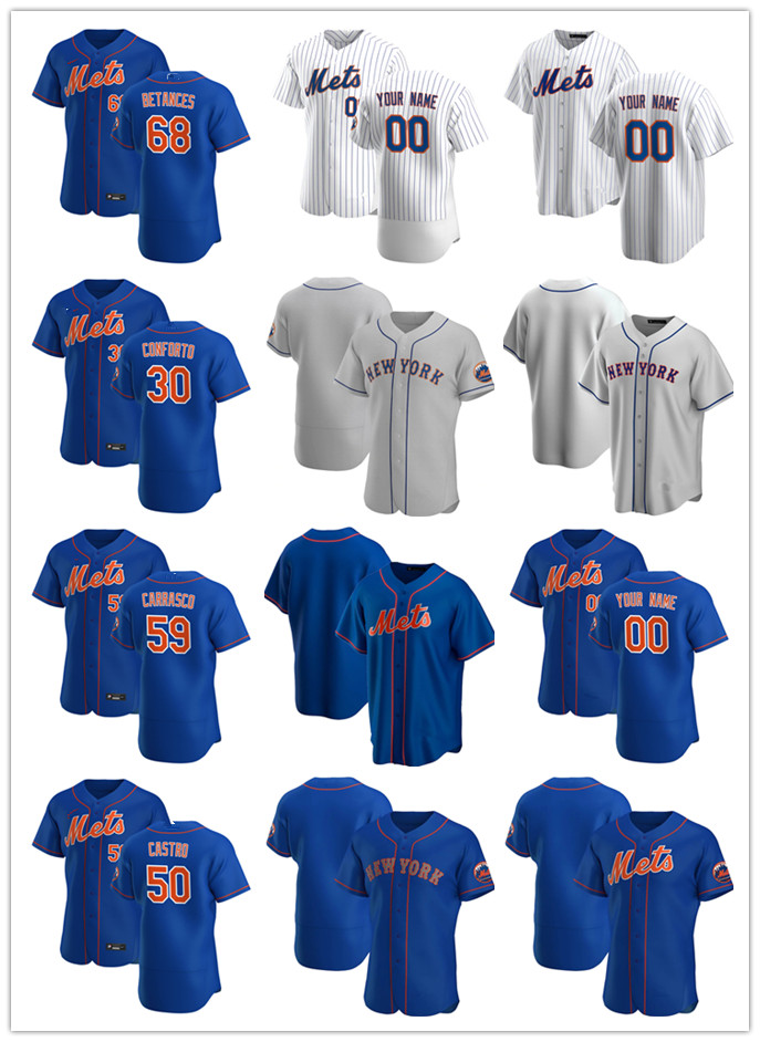 

Custom Jersey Mens women Youth New York Mets 68 Dellin Betances 59 Carlos Carrasco 50 Miguel Castro 30 Michael Conforto Base, Blue;black