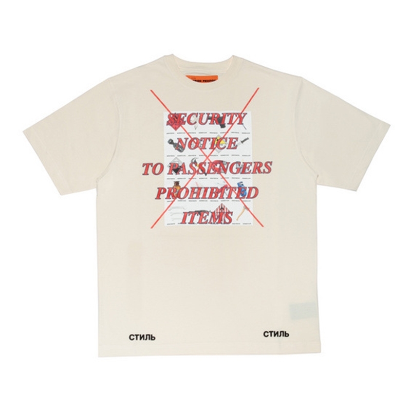 

Heron fashion brand HP white crane short sleeve classic crane pink bar print men's and women's OS tee, White;black