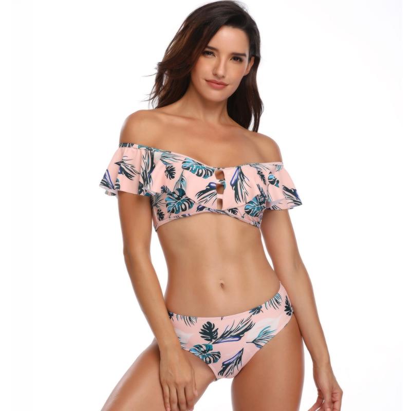 

One-Piece Suits Women Swimwear Two Piece Bikini Set Print Bathing Suit
