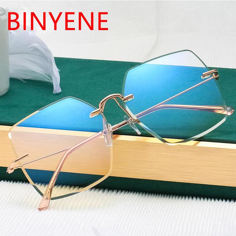 

Fashion Sunglasses Frames Anti Blue Light Rimless Glasses Women Men Designer Clear Lens Overszied Eyeglasses 2021 Square Computer