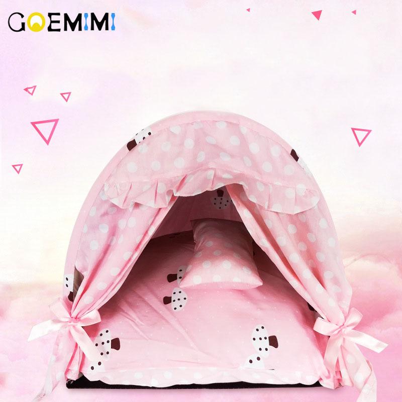 

Pink Dots Dog House Nest With Mat Lovely Puppy Bed Pillow Cat For Small Medium Dogs Top Quality Kennels & Pens