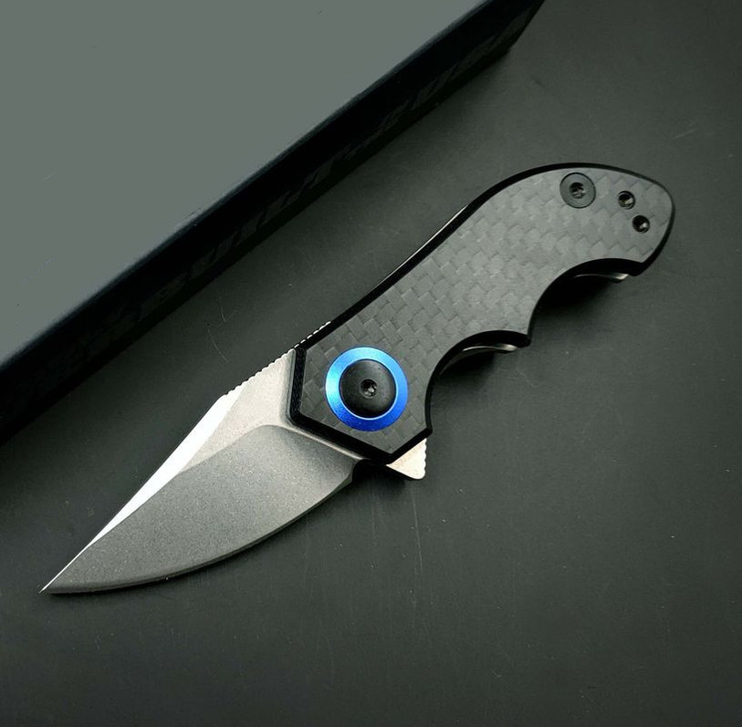 

ZT Mini Knife ZT0022 Cpm-20cv Stone Washed Blade Carbon Fiber Handle Pocket Folding Hunting Fishing EDC Survival Tool Knives a3836