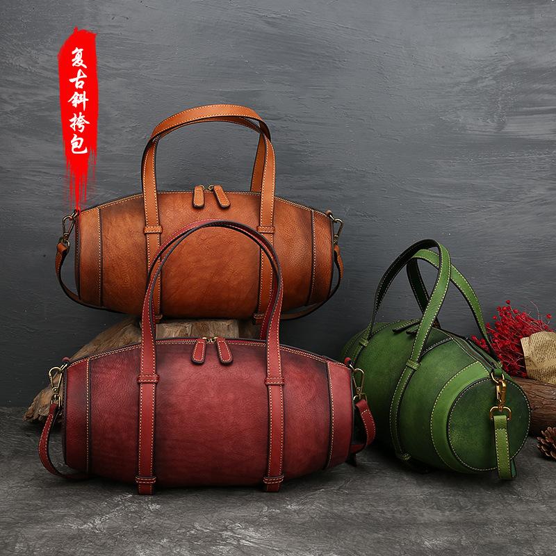 

Women's Handbag Leather Bag Solid Color Cow Bucket Waist Bags