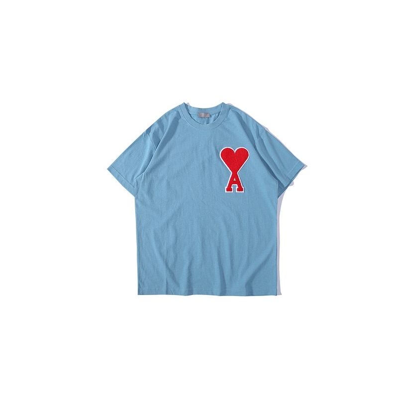 Style d'été Coeur Tour Broderie T-shirt Hommes Femmes T-shirts surdimensionnés Couples Coton T-shirt à manches courtes Hommes T200425