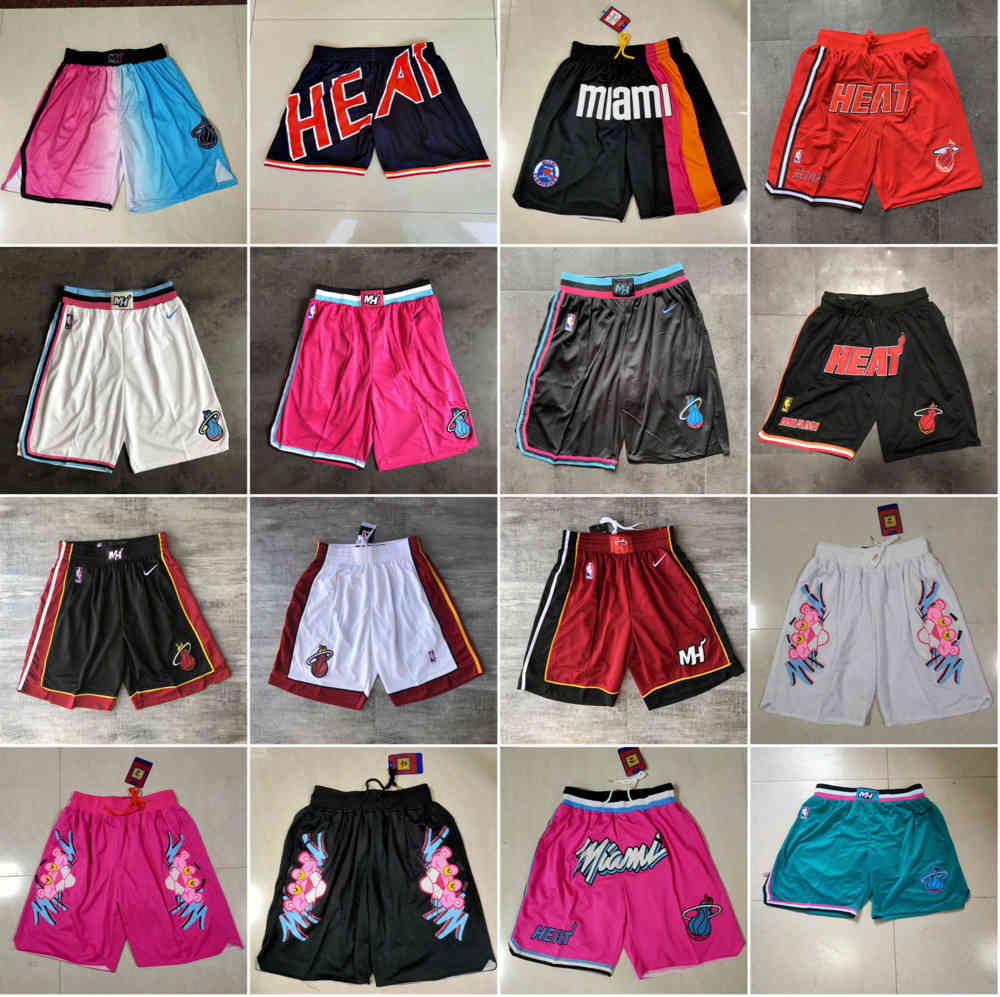 

2021 Team Basketball Short Just Don Miami Heat City Version Shorts Hip Pop Pant With Pocket Zipper Sweatpants White Black Color Stitched Size S-XXXL Breathable, As photo
