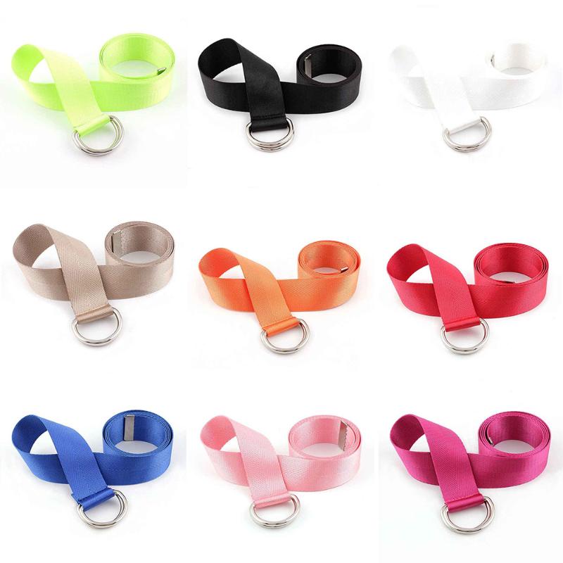 

Multi-color Vintage Fashion Belts Unisex Nylon Canvas Waist Double Ring Bukle Adjustable Long Belt Accessories, Black;brown