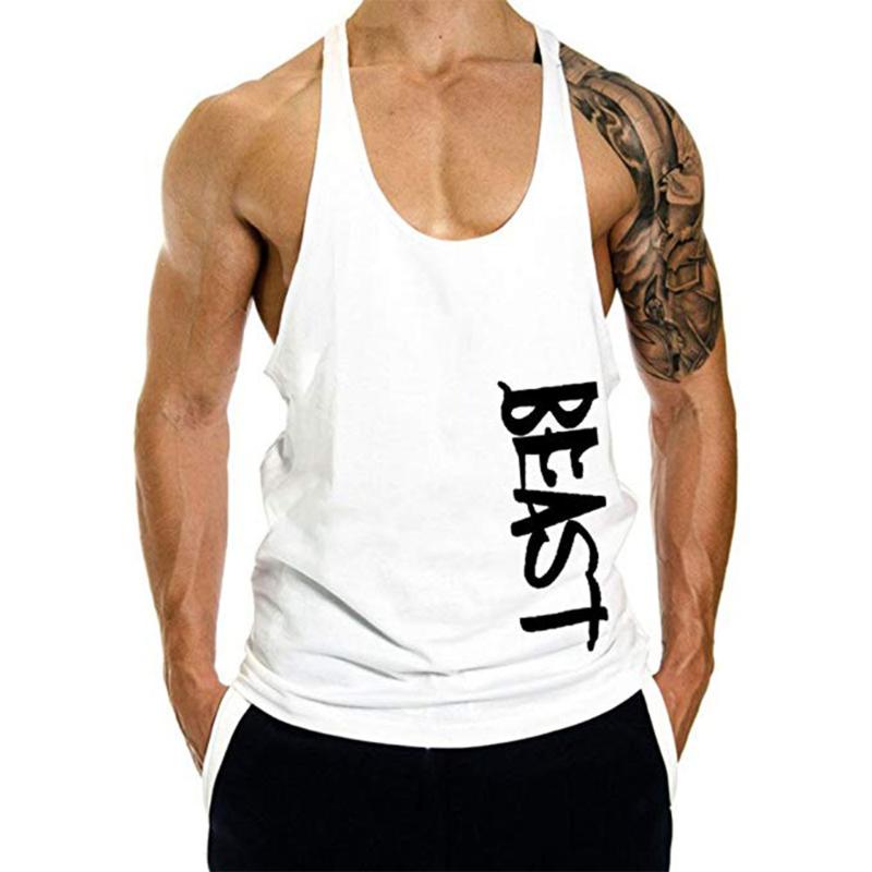 

Men' Tank Tops 2022Gym Cotton Gyms Men Sleeveless Tanktops For Boys Bodybuilding Clothing Undershirt Fitness Stringer Vest, White;black