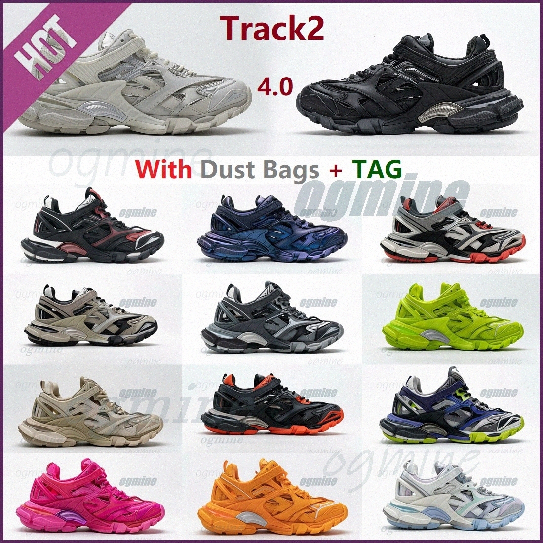 

3.0 tess s track2 runners shoe mens womens track 20ss 19FW black Thick bottomed platform Sports Casual shoes trainers sneakers 35-45 [There is no lamp version] l8AV#, I need look other product