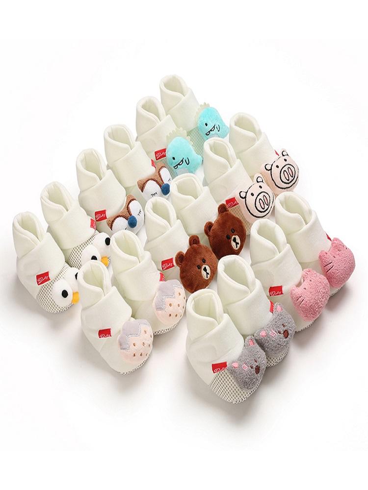 

Boots Winter Cartoon Warm Born SHOES GIRLS BOYS INFANT Snow Non Slip Soft Soled 0-18M, Black;grey