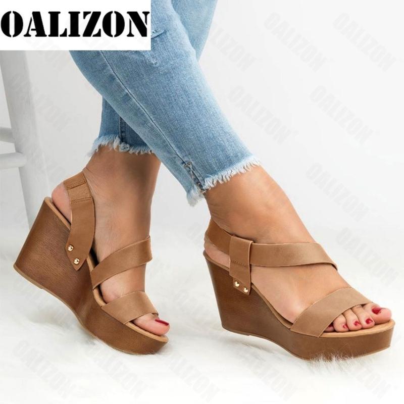 

Dress Shoes Gladiator Roman Summer Women Wedges High Heels Slip-On Open Toe Sandals Casual Flat Platform Lady Slingback Woman, Black