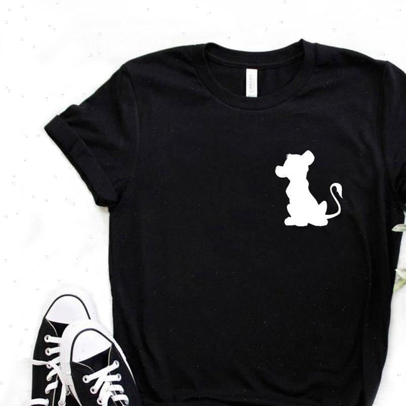 

womens t shirt lion pocket print women tshirt cotton casual funny gift for lady yong girl tee 6 color, White