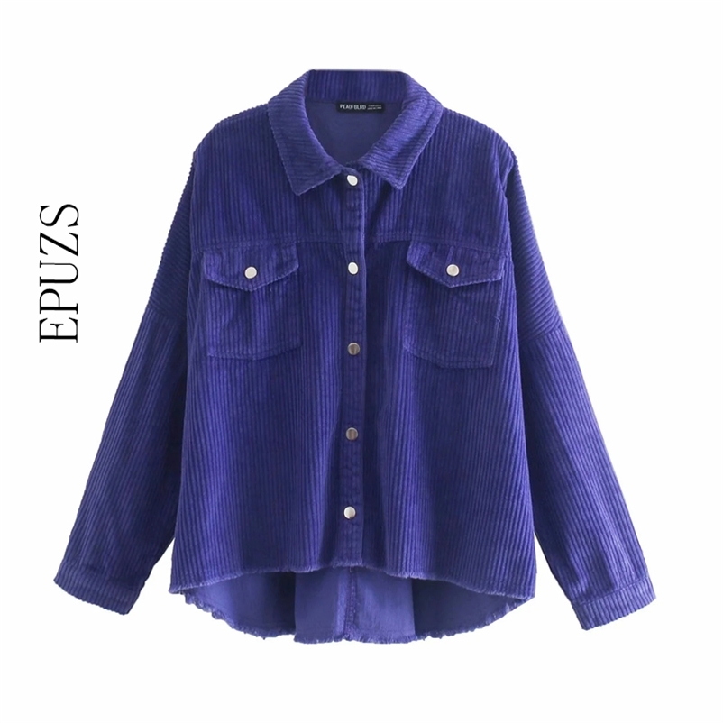

vintage loose green Corduroy shirts women za elegant blouse long sleeve casual blusas mujer plus size clothes 210521, Lavender