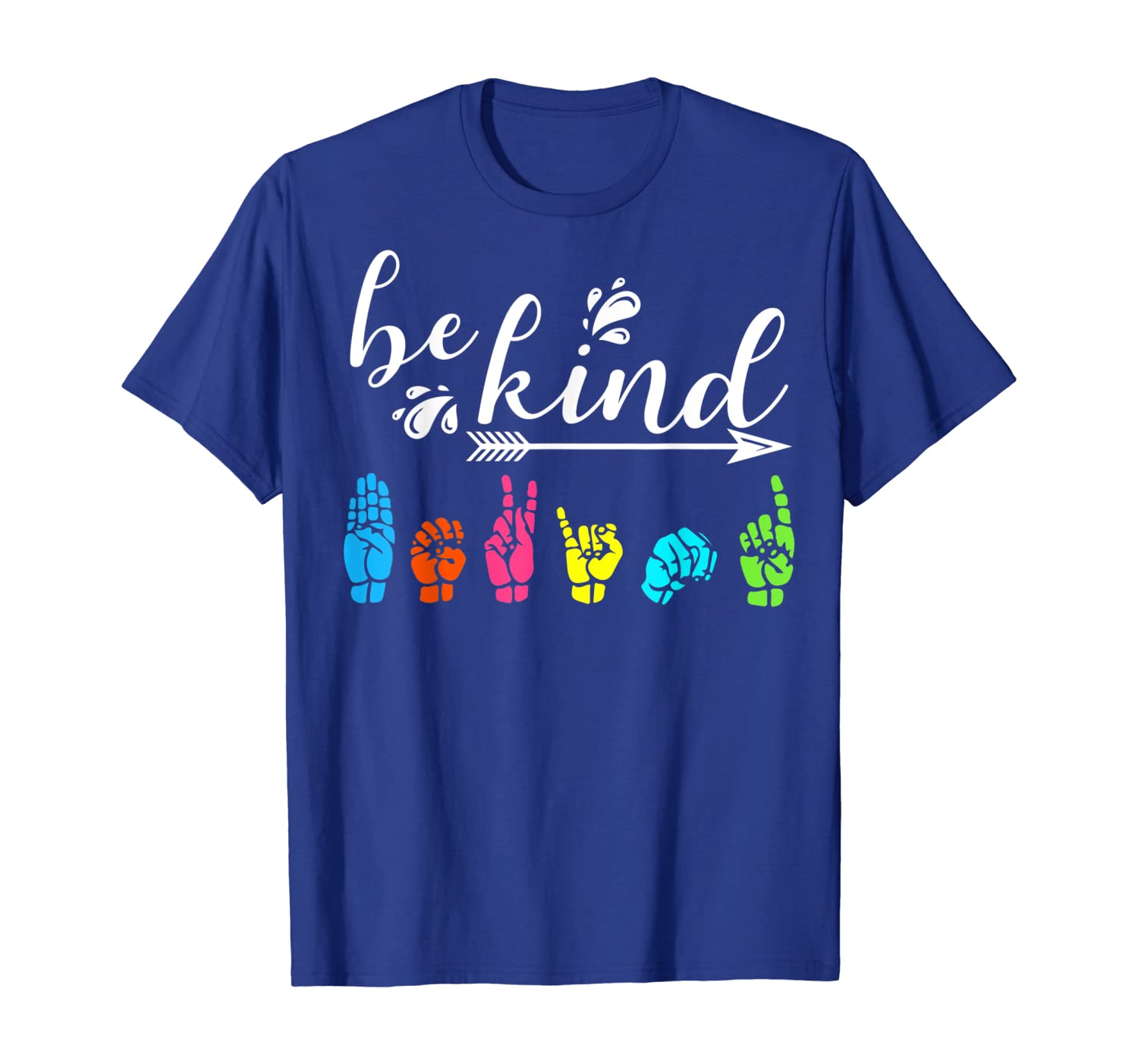 

Be Kind ASL Alphabet American Sign Language Hippie Tshirt, White;black