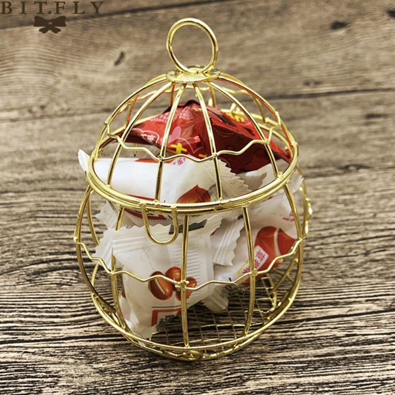 

1pcs Gold Iron Birdcage Candy Box Wedding Favours Mariage Party Decoration Baby Shower Favors Gift Boxes Wrap