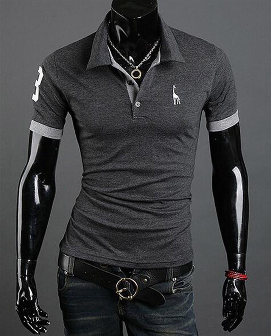 

clothing short sleeve shirts mens polo slim fit tees contrast color male cotton breathable, White;black