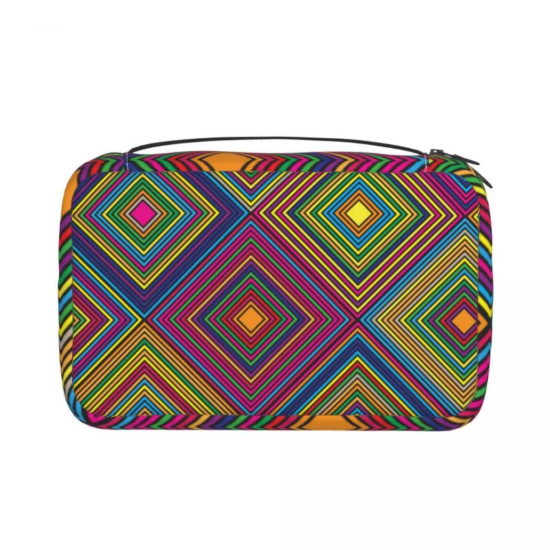 

Cosmetic Bags & Cases Women Travel Bag Colourful Aztec Diamond Foldable Hanging Wash Portable Makeup Toiletry Pouch, Black